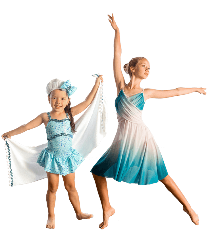 two girls in dance positions